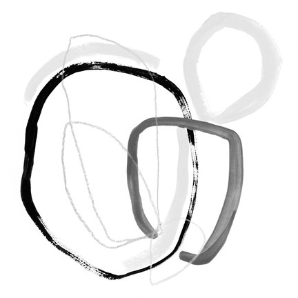 Framed Black &amp; Grey Vibration I Print