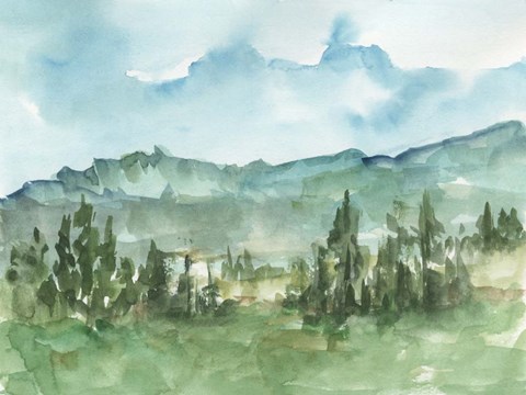 Framed Stand of Evergreens I Print