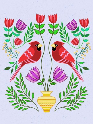 Framed Folk Bird I Print