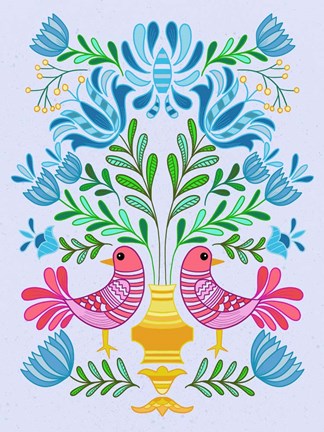 Framed Folk Bird IV Print