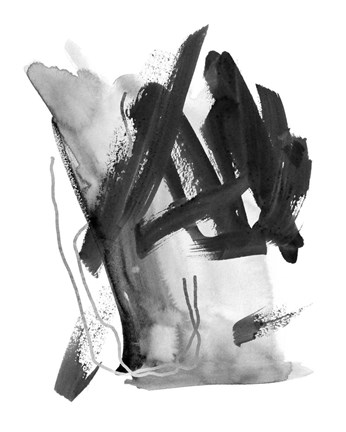 Framed Black &amp; Grey Collide I Print