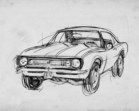 Framed Classic Car Sketch III Print