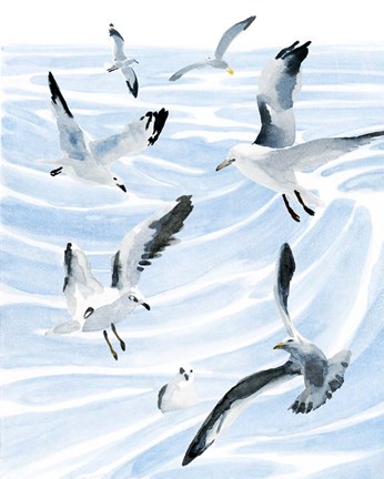 Framed Seagull Soiree II Print