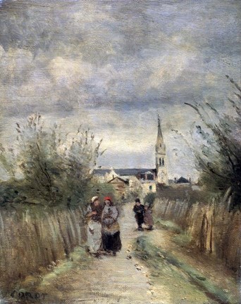Framed Bell Tower in Argenteuil (Road to the Church), 1870s Print
