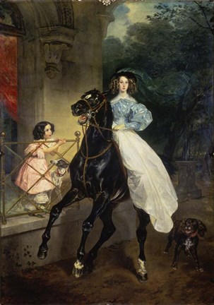 Framed Horsewoman, Portrait of Giovanina and Amazillia Pacini, 1832 Print
