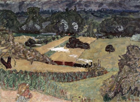 Framed Landscape with Freight Train, 1909 Print