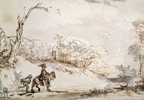 Framed Landscape with a Horseman, 1648-1650 Print