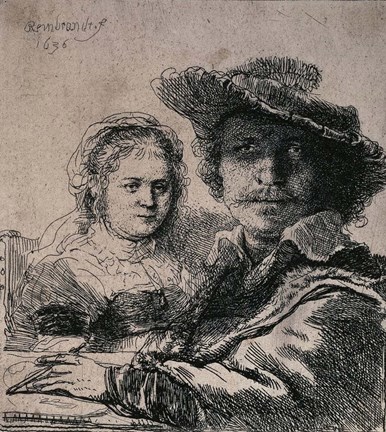 Framed Self-Portrait with Saskia, 1636 Print