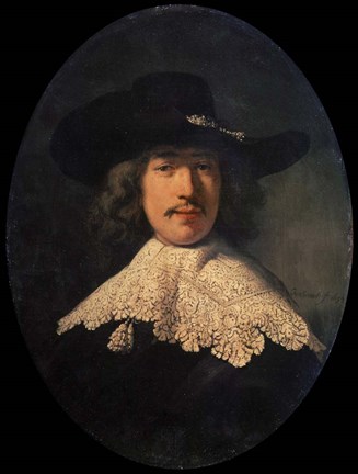 Framed Portrait of a Young Man with a Lace Collar, 1634 Print