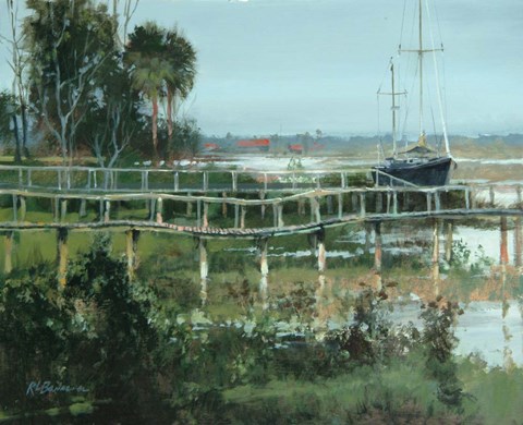 Framed Docks on Water Street Print