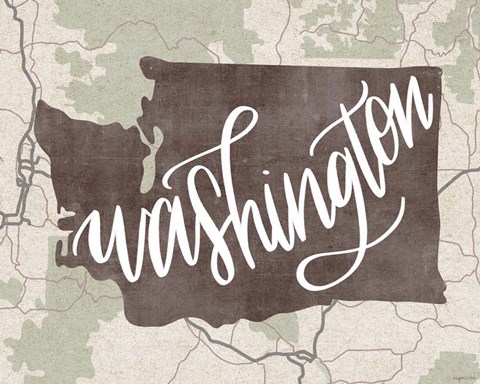 Framed Washington Map Print