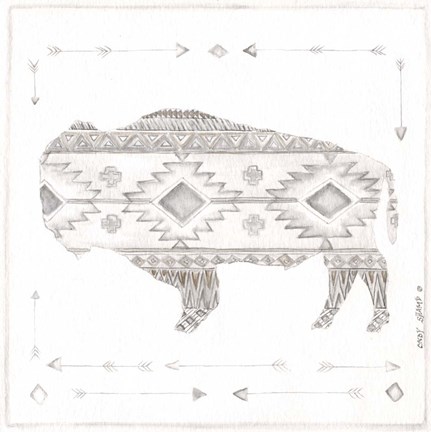 Framed Patterned Bison Print
