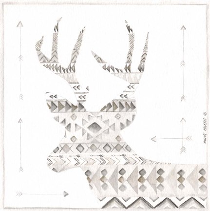 Framed Patterned Deer Print