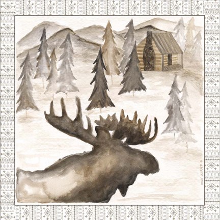 Framed Moose w/ Border Print