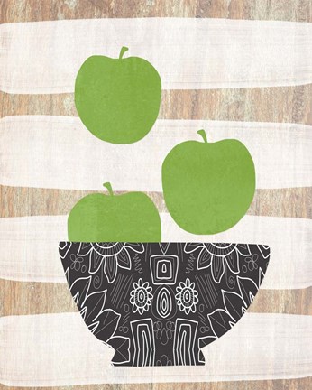 Framed Bowl of Green Apples Print