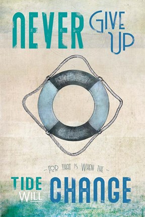 Framed Never Give Up Print