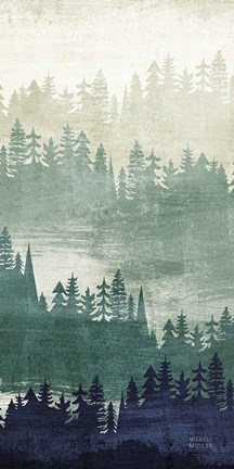 Framed Mountainscape Navy Panel II Print