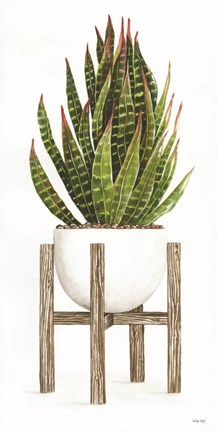 Framed White Pots on Stands IV Print