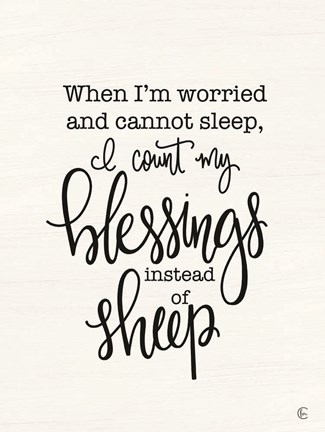 Framed Count Your Blessings Instead of Sheep Print