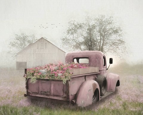 Framed Pink Flower Truck Print