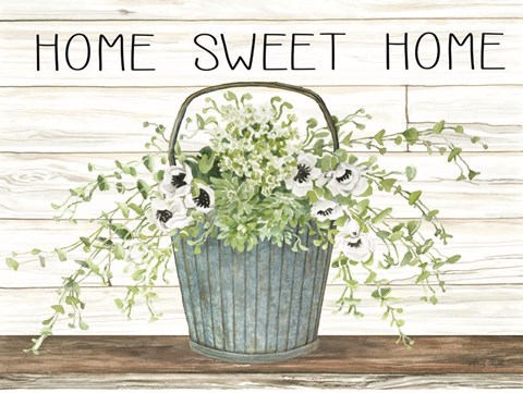 Framed Home Sweet Home Galvanized Bucket Print
