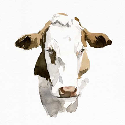 Framed Watercolor Bovine I Print