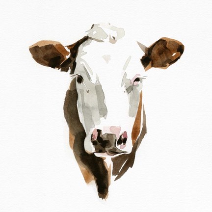 Framed Watercolor Bovine III Print