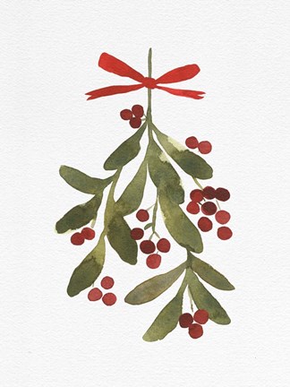 Framed Mistletoe Bow II Print