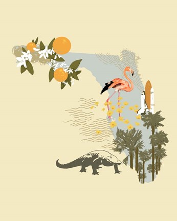 Framed Illustrated State-Florida Print