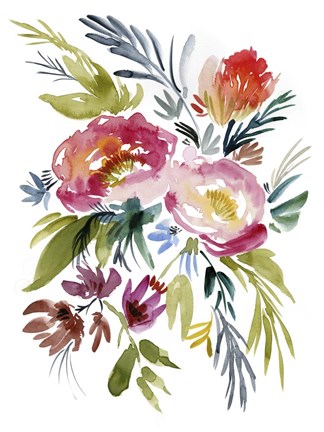 Framed Jeweled Bouquet I Print