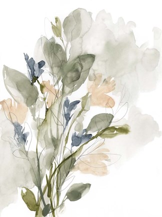 Framed Flower Cluster I Print