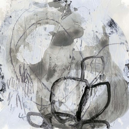 Framed Neutral Swipe I Print