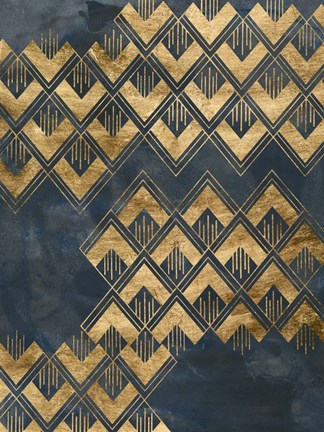 Framed Deco Pattern in Blue II Print