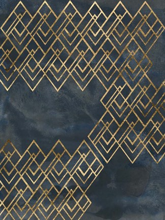 Framed Deco Pattern in Blue IV Print