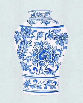 Framed Qing Vase II Print