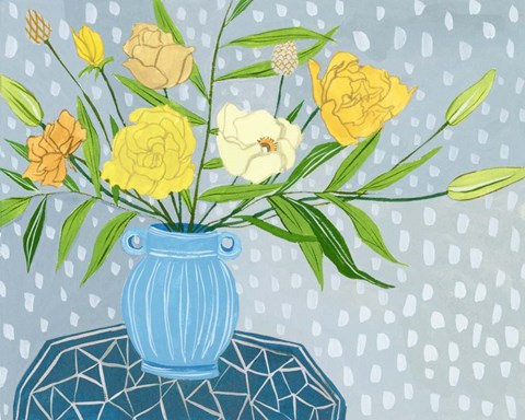 Framed Flowers in Vase II Print