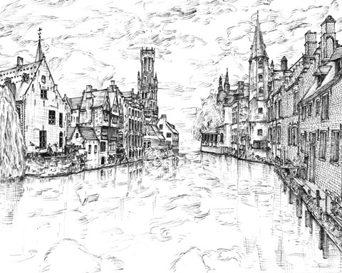 Framed European Vacation in B&amp;W I Print