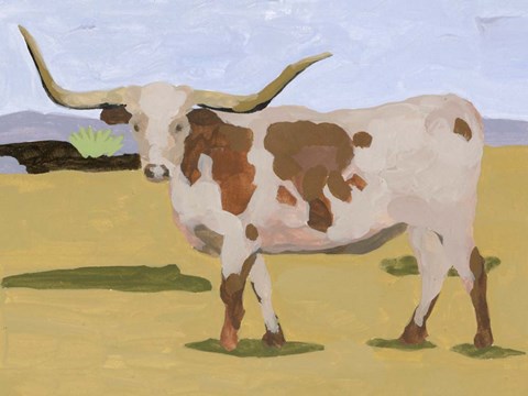 Framed Longhorn Cattle I Print