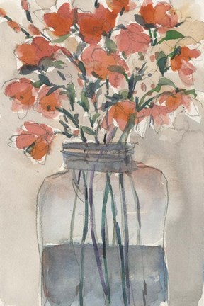 Framed Flowers in a Jar I Print