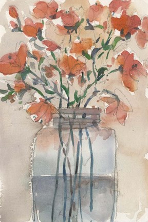 Framed Flowers in a Jar II Print