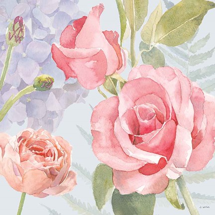 Framed Boho Bouquet III Blue Print