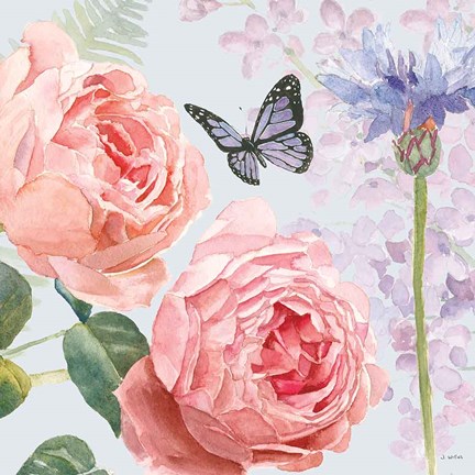 Framed Boho Bouquet II Blue Print