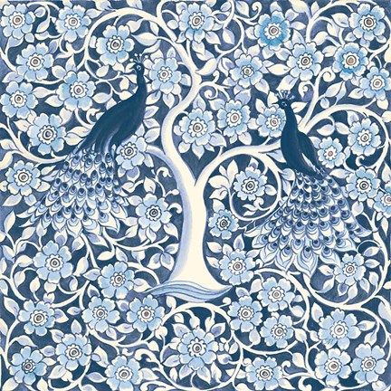 Framed Peacock Garden VII v2 Print