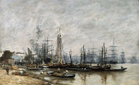 Framed Harbour of Bordeaux, 1874 Print