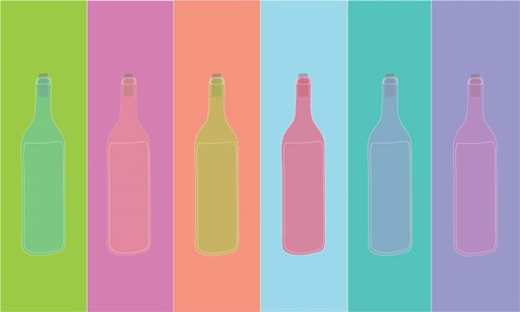 Framed Colorful Mod Wine Bottles Print