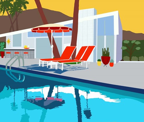 Framed Pool Lounge II Print