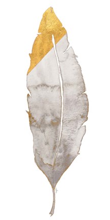 Framed Gray and Gold Feather Print