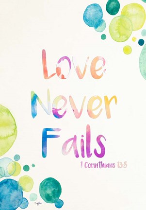 Framed Love Never Fails Print