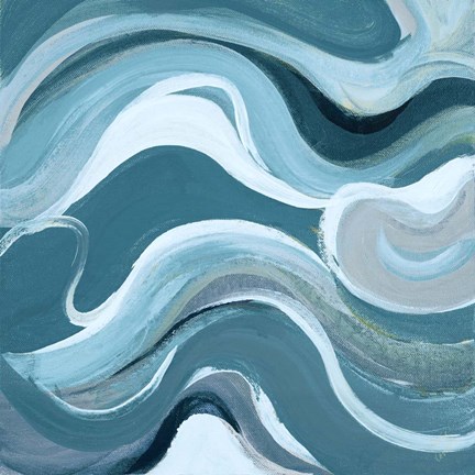 Framed Curvilinear Blue I Print