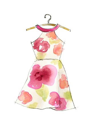 Framed Watercolor Dress Print